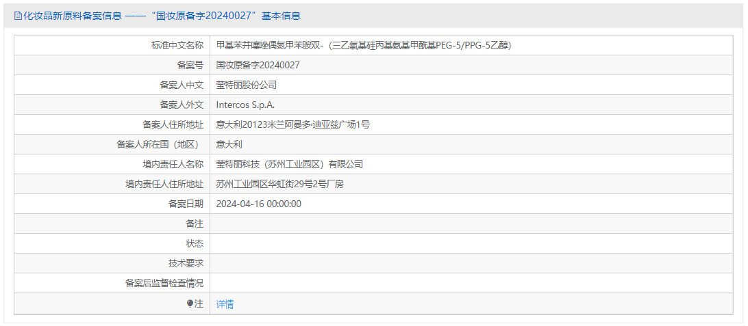 MK体育·(国际)官方网站集团,企业,化妆品,新原料,备案号