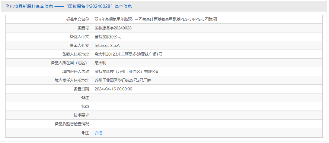 MK体育·(国际)官方网站集团,企业,化妆品,新原料,备案号